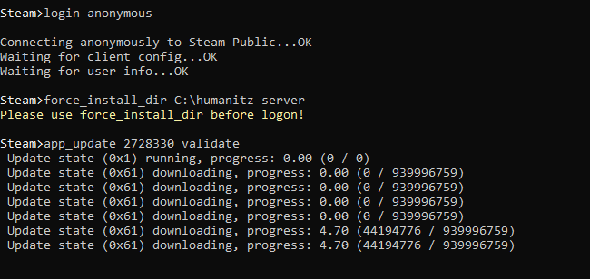 SteamCMD: HumanitZ server installation SteamCMD: HumanitZ server installation