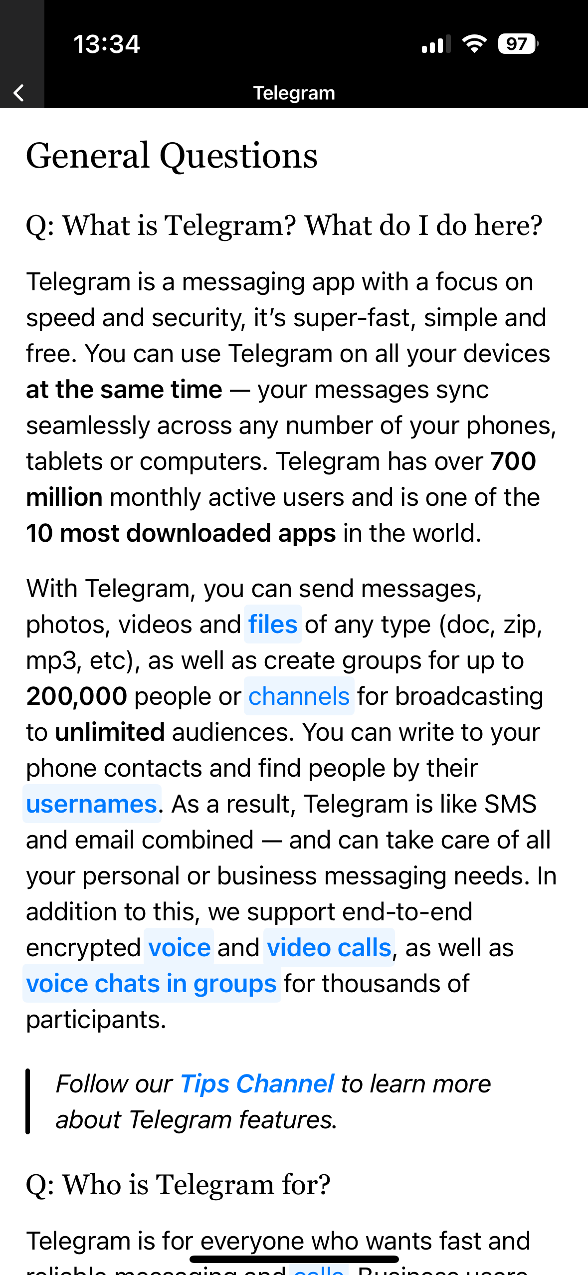 Telegram app FAQs Telegram app FAQs