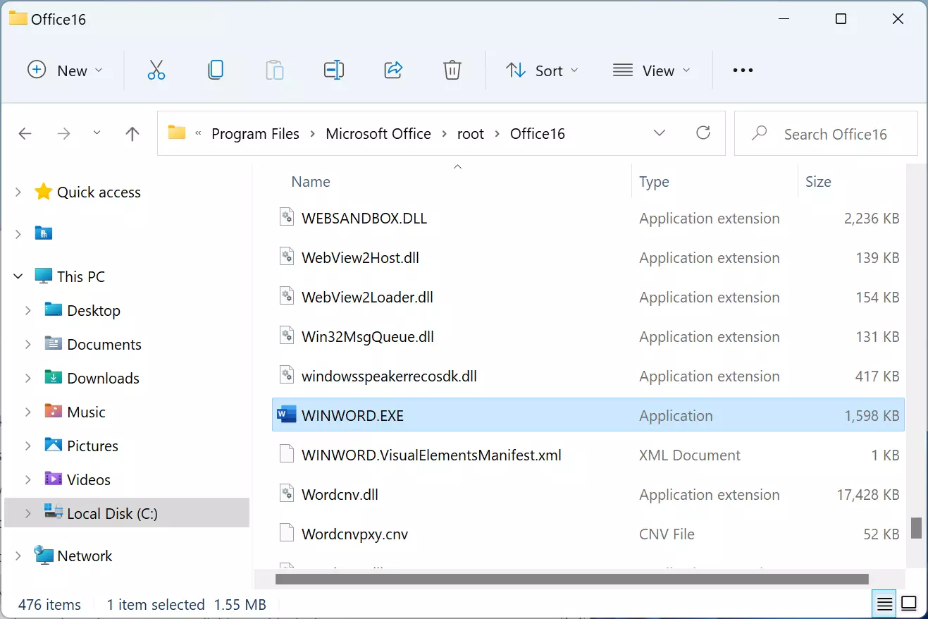 Microsoft Office directory in Windows Explorer Microsoft Office directory in Windows Explorer