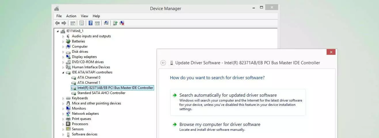 Image: Windows Device Manager: Updating drivers