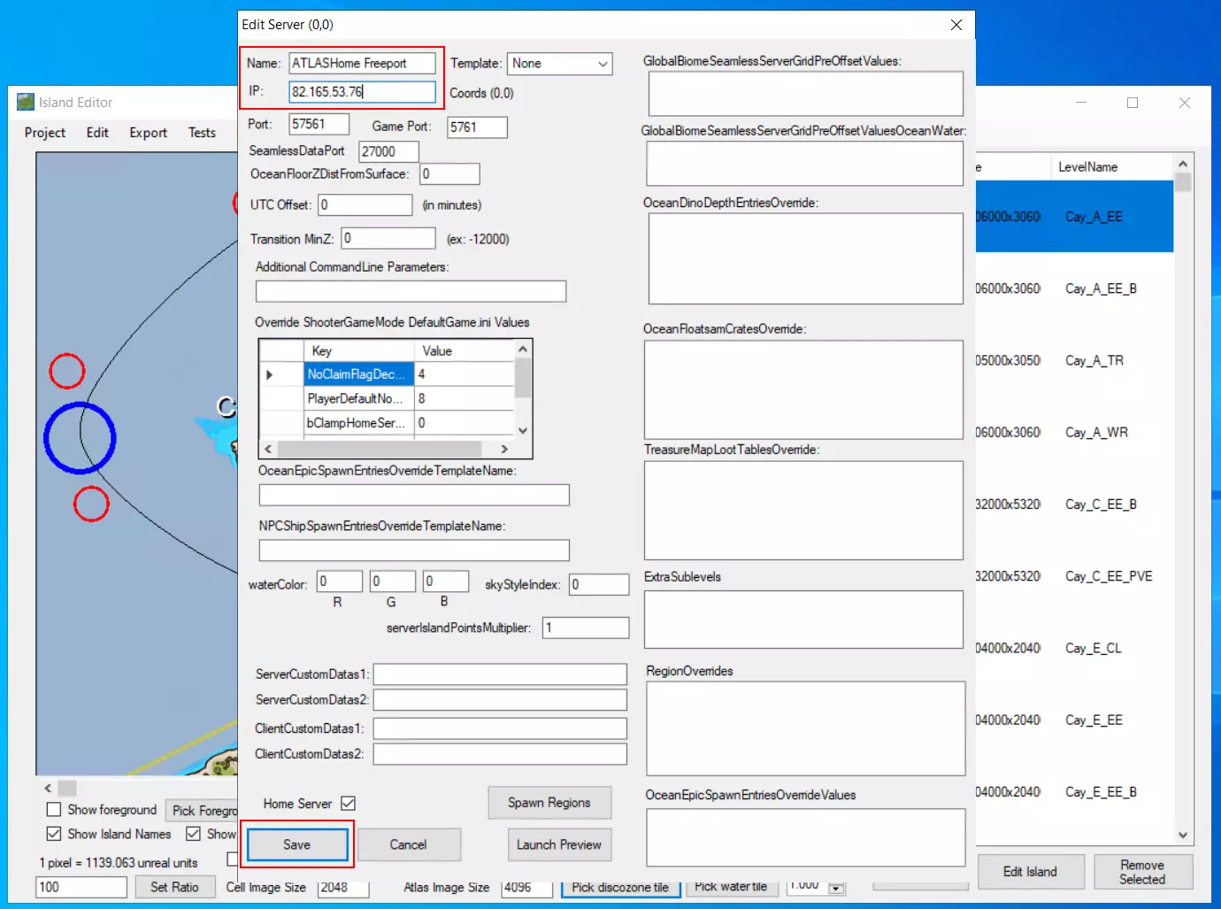 Island editor: window ‘Edit Server’ Image: Island editor: window ‘Edit Server’