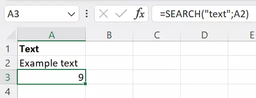 Searching for the string ‘text’ using the Excel SEARCH function Searching for the string ‘text’ using the Excel SEARCH function