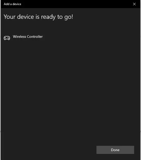 Image: Screenshot of the established connection between PS5 controller and PC