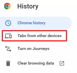 Screenshot of history options in the Chrome browser Screenshot of history options in the Chrome browser