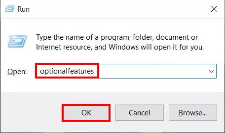 Image: Command dialogue: optionalfeatures