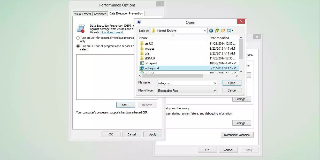 Image: Data Execution Prevention in Windows 10