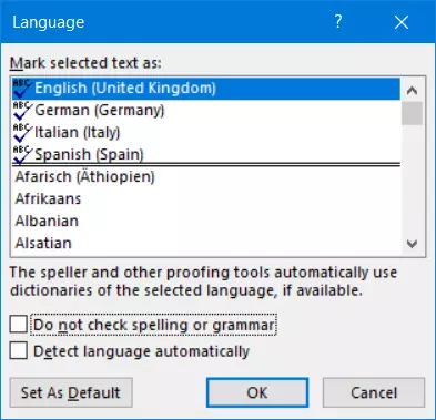 Image: Selecting the text language
