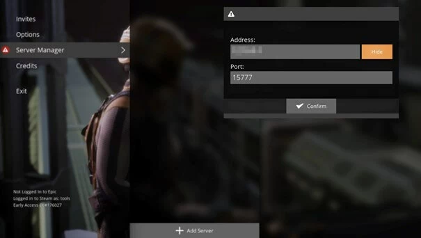 Image: Screenshot from Satisfactory: Add server in the Server Manager section