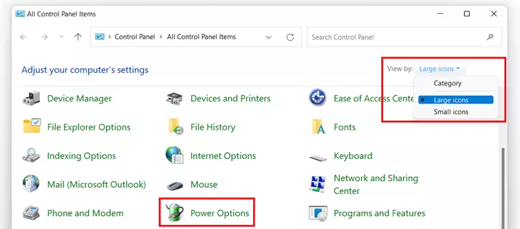 Image: Windows 11 system settings: Power Options settings