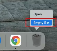 Image: The ‘Empty Bin’ option on a Mac