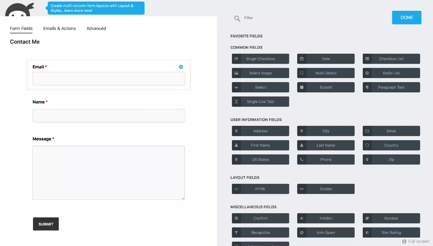 Image: Ninja Forms offers an easy-to-use drag-and-drop editor